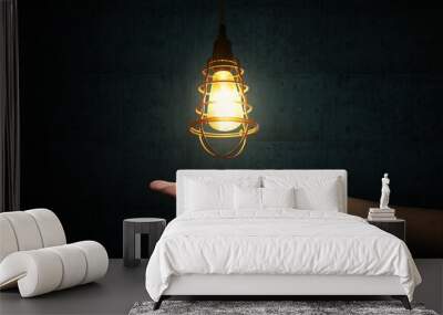 Light Bulbs on dark background Wall mural