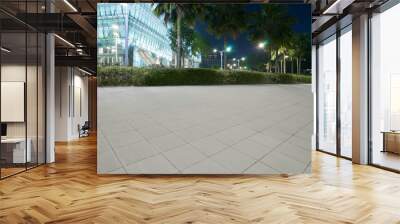 Modern glass facade business office building exterior with floor ,night scene . Wall mural