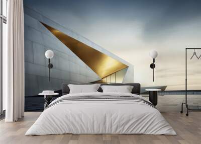 Modern polygon shape silver and gold building exterior design Wall mural