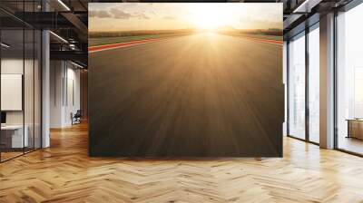 Motion blurred racetrack,golden hour Wall mural