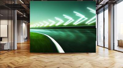 Motion blurred racetrack,night scene cold mood. with arrow light Effects.. Wall mural