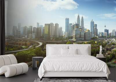 Panorama cityscape view in the middle of Kuala Lumpur city center ,day time , Malaysia . Wall mural