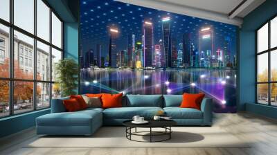 Smart city and connection technology concept Wall mural