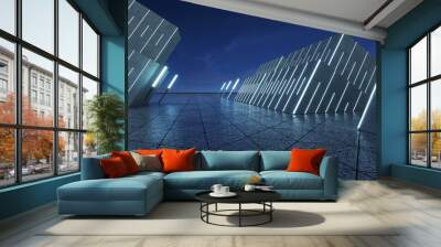 Thirty degree angle tilted contemporary building Wall mural