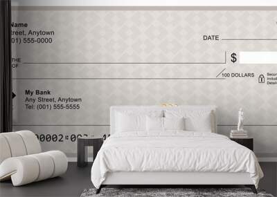 Blank bank check Wall mural