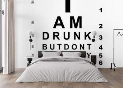 Funny drunk eye chart Wall mural