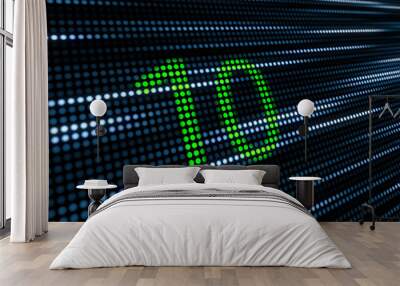 Green 10 on blue & white LED background Wall mural