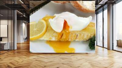 smoked haddock with a poached egg Wall mural