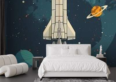 Cosmos exploration flat design front view space travel theme water color Complementary Color Scheme Wall mural