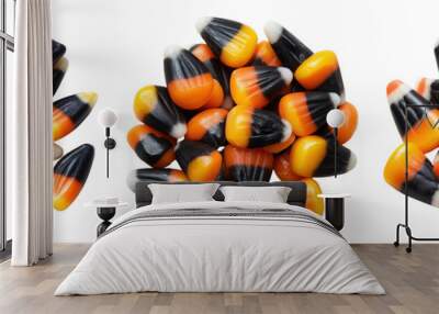 PNG A delightful assortment of colorful candy corn, perfect for Halloween celebrations and autumn-themed treats. Wall mural