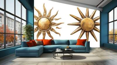 PNG collection of decorative sun motifs in various metallic finishes Wall mural