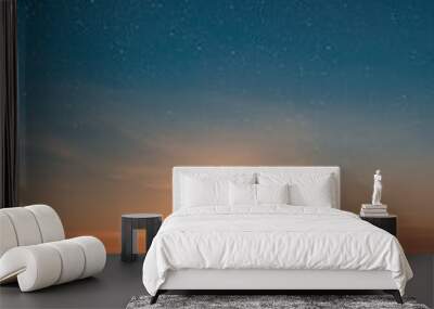 beautiful scenic view of misty landscape in sunset with epic stars in the sky. tranquility and spiri Wall mural