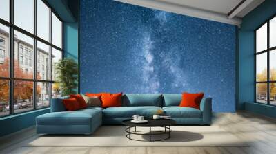 Epic milky way above snowy trees and hills Wall mural