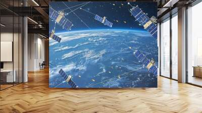 A global network of satellites orbiting the Earth, enabling global internet access for all regions Wall mural