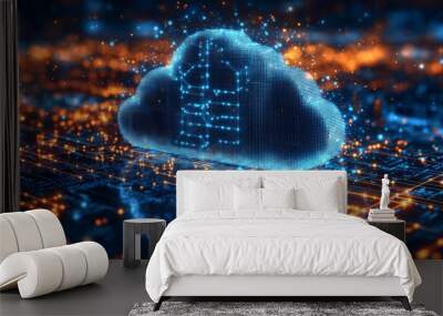 Comprehensive cloud virtualization solutions, virtual machines and data centers integrated into a unified digital cloud, focus on efficiency Wall mural