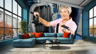 Older woman working out Wall mural