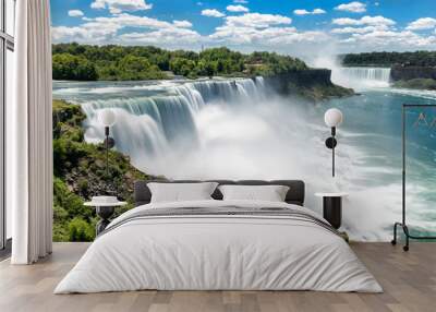 Niagara falls between United States of America and Canada. Wall mural