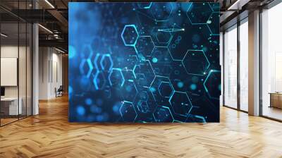 Abstract blue technology hexagonal background Wall mural