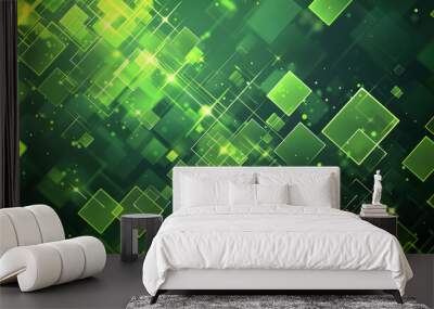 abstract green square background Wall mural