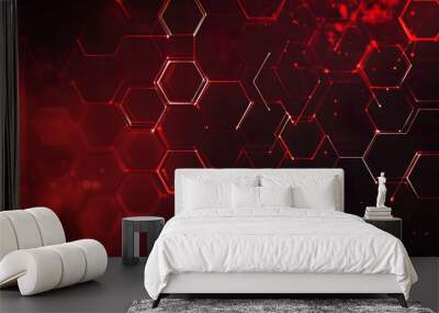 Abstract red technology hexagonal background Wall mural