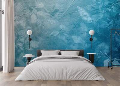 Blue textured background with subtle floral patterns. Wall mural