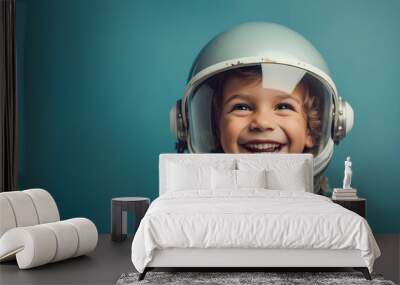 Boy wearing space helmet portarite generativ ai Wall mural