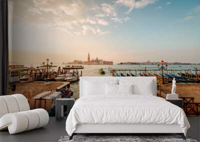 Venice pier at sunrise with the island of Giudecca in the background Wall mural