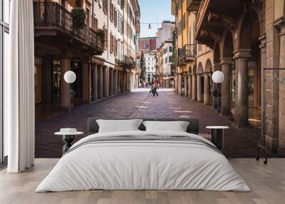 View of the city center with people walking, alleys Wall mural