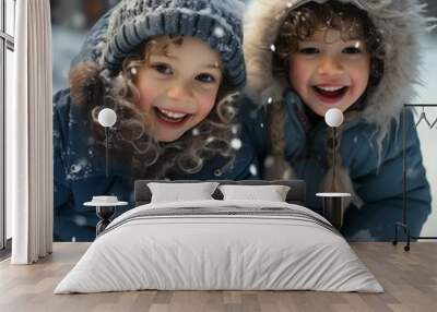 children in winter Wall mural