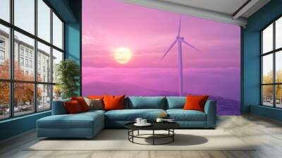 concept idea eco power energy wind turbine, purple color Wall mural