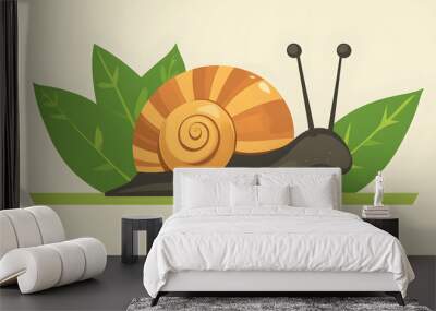 Cute snail cartoon character with shell icon cartoon small animal illustration. flat illustration isolated on solid background. Wall mural