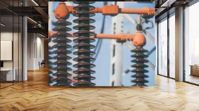 Detail of high voltage circuit breaker in a power substation. Wall mural