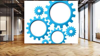 Blue Gears Abstract Background Wall mural