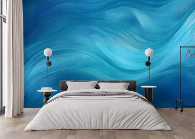 Ethereal blue abstract wallpaper background mimicking fluid waves and serene oceanic depths. 16:10 wide ratio Wall mural