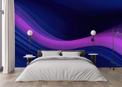 Flowing purple waves creating a luxurious and dynamic abstract background. Wall mural