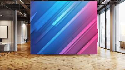 Gradient blend of pink and blue diagonal lines creating a smooth and colourful abstract background. Wall mural