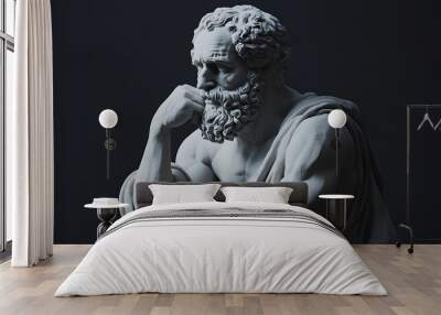 Greek sculpture of a historical philosopher, greek art cultur, concept for stoicism, head bust of a stoic man Wall mural