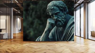 Greek sculpture of an old philosopher stoic man, roman god statue, concept background for stoicism Wall mural