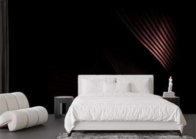 Illustration of a dark background with metallic cooper interlaced wavy textured striped shapes with effects Wall mural