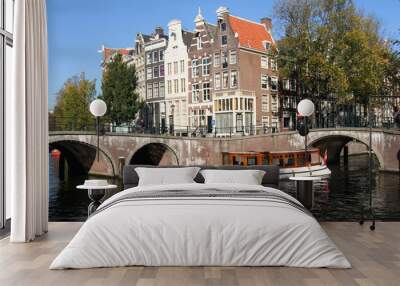 historic amsterdam touringboat Wall mural