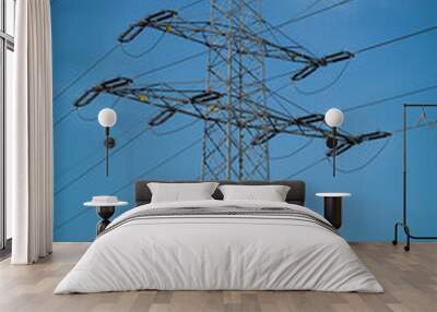 High voltage electrical wires on metal supports Wall mural