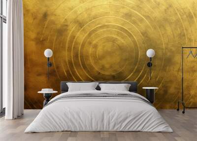 Luxurious gold and black concentric circles with a grunge texture. Wall mural