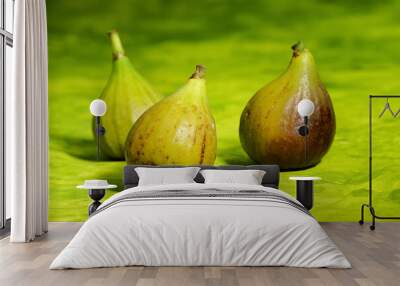 Fig fruit on green background Wall mural