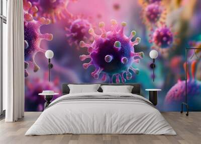 Monkeypox Virus or mpox viral pathogen infecting humans as an orthopoxvirus with lipoprotein membrane as a virology concept as a 3D illustration. Wall mural