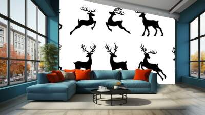 christmas deer silhouettes Wall mural