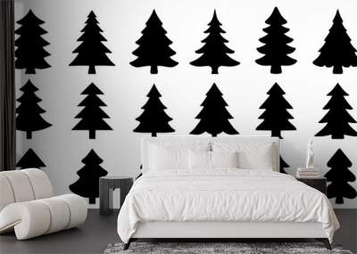 chritmas tree2 silhouettes Wall mural