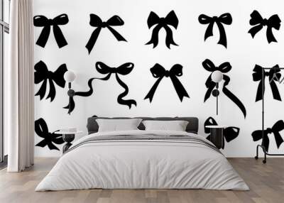 ribbon bow silhouettes Wall mural