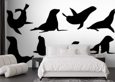 sealion silhouettes Wall mural