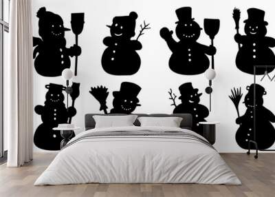 snowman silhouettes Wall mural