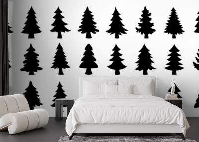 various christmas tree silhouette Wall mural